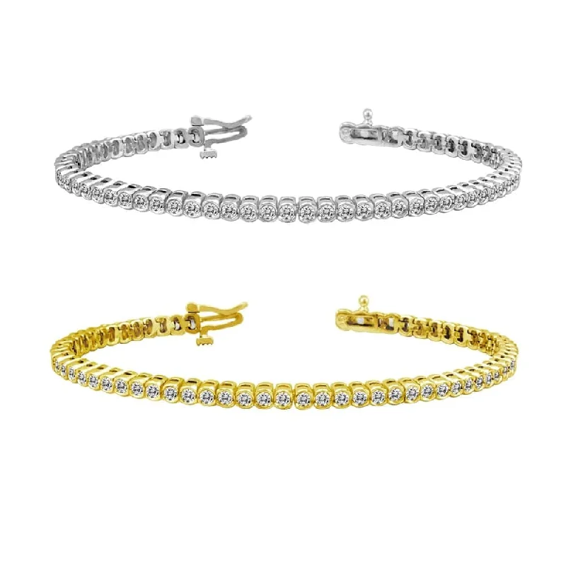 Custom silver charm bracelets with gemstones for layering-14k Gold 7ct TDW Diamond Tennis Bracelet