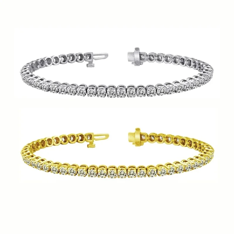 Adjustable silver chain bracelets with charms for stacking-14k Gold 8ct TDW Diamond Tennis Bracelet