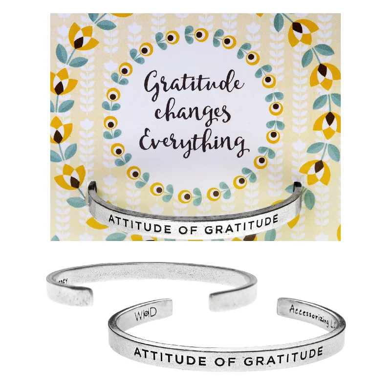 Simple silver charm bangles for special occasions-Attitude of Gratitude Quotable Cuff Bracelet