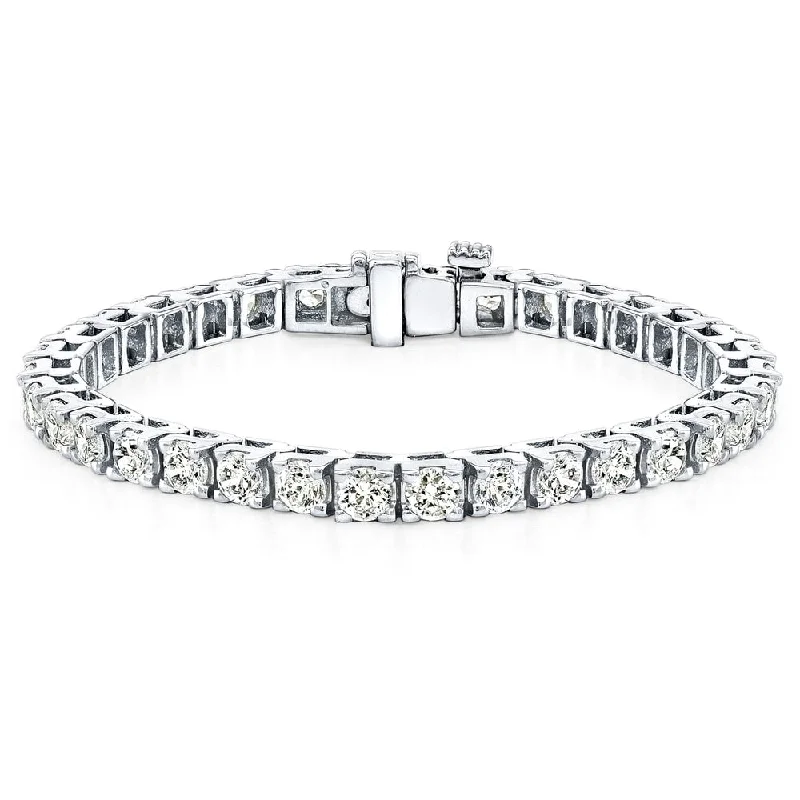 Adjustable silver charm bangles for stacking-Auriya 12 carat TW Round Diamond Tennis Bracelet 14K Gold