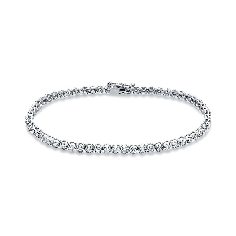 Adjustable silver charm bangles for stacking-Auriya 14k White Gold 1 7/8ct TDW Round Diamond Tennis Link Bracelet (H-I, I1-I2)