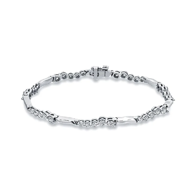 Personalized name charm bracelets for friends-Auriya 14k White Gold 2 1/2ct TDW Round Cut Diamonds Journey Bracelet (I-J, SI2-SI3)