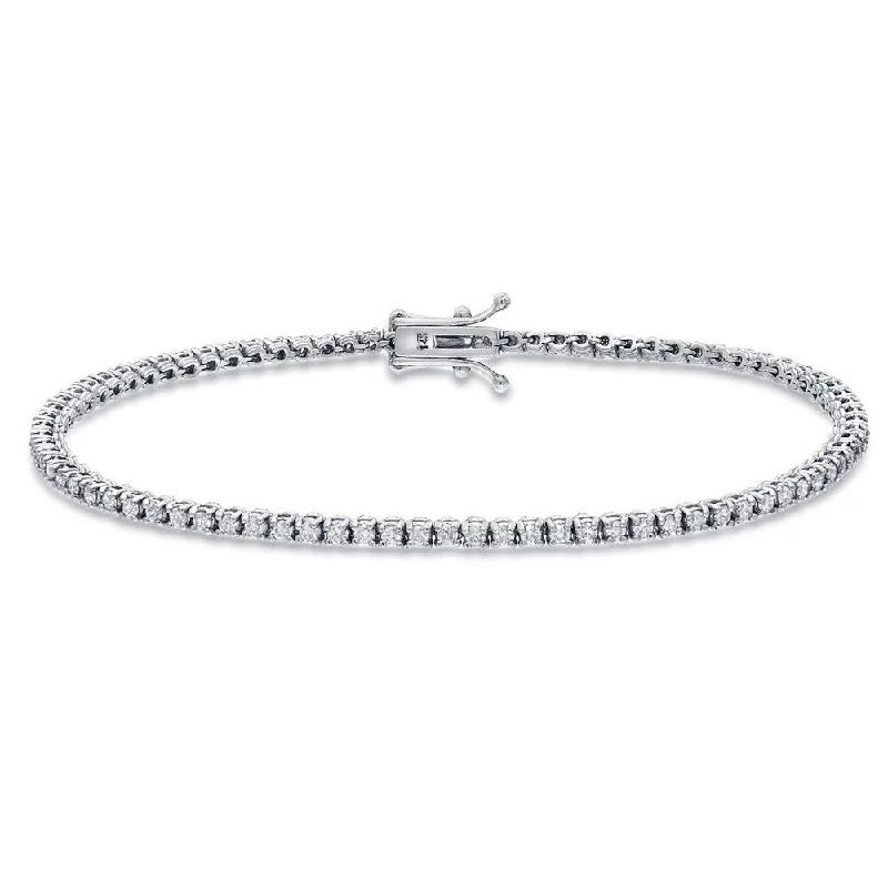 Elegant gold-plated bangle bracelets for stacking-Auriya 14k White Gold 2ct TDW Round Cut Diamond Tennis Bracelet