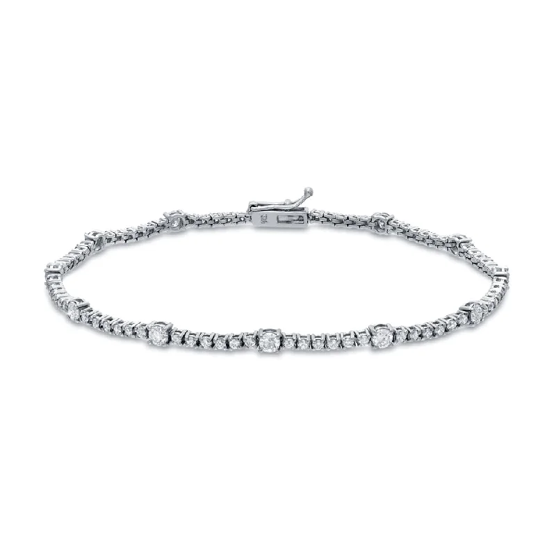 Unique silver charm bangles with gemstones-Auriya 14k White Gold 2ct TDW Round Diamond Tennis Bracelet (H-I, I1-I2)