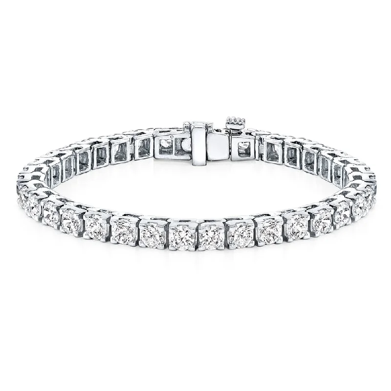 Elegant silver bangle bracelets with initials-Auriya 14k White or Yellow Gold 15ct TDW Clarity-Enhanced Diamond Tennis Bracelet (H-I, I2-I3)