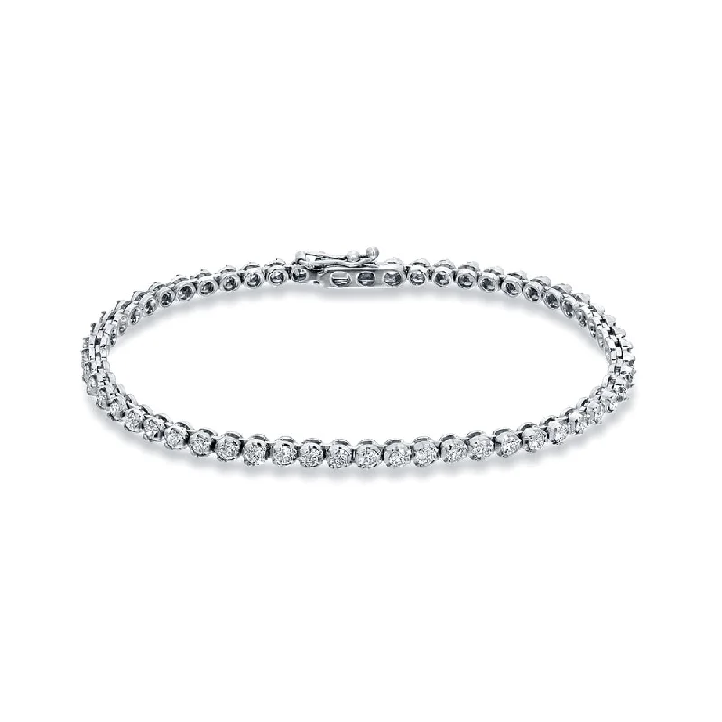 Custom tennis bracelets for women with gemstones-Auriya 18k White Gold 2 3/4ct TDW Round Diamond Tennis Link Bracelet