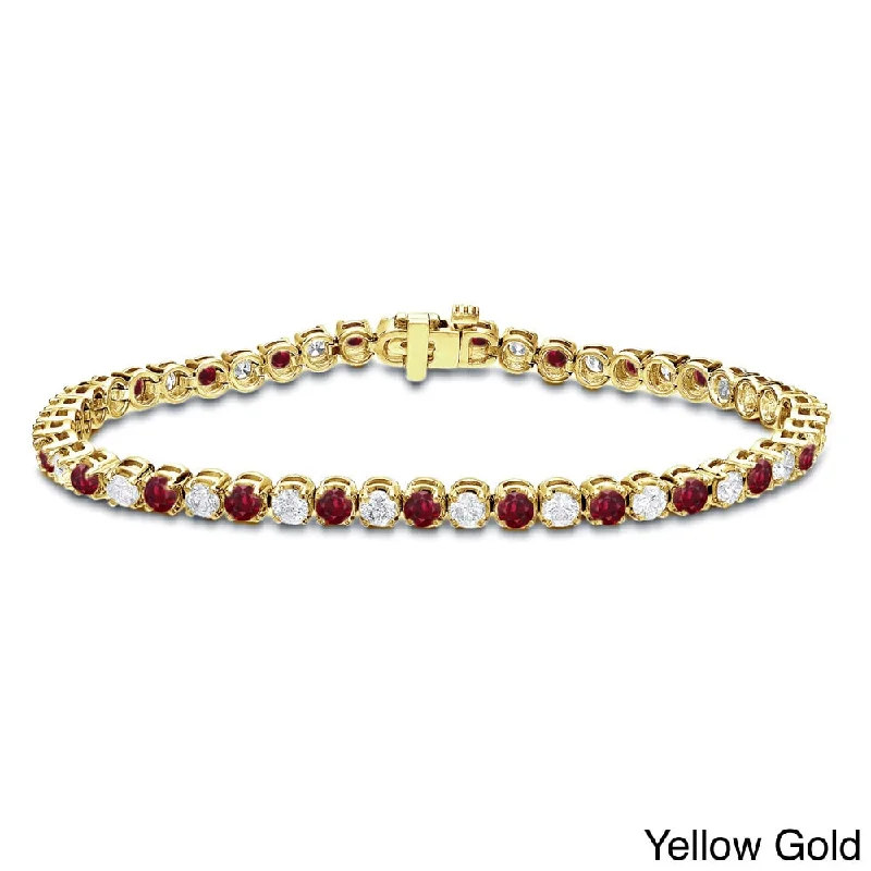 Custom bracelets for special occasions with charms-Auriya 2 1/2ct Red Ruby and 2 1/2cttw Diamond Tennis Bracelet 14k Gold