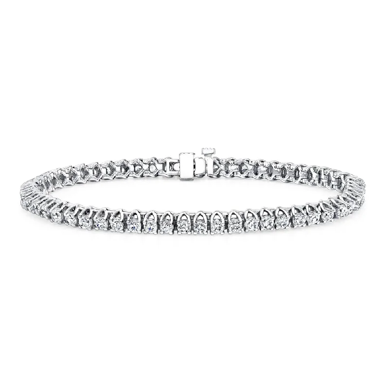 Personalized friendship bangles with initials-Auriya 3 carat TW Round Diamond Tennis Bracelet 14k Gold