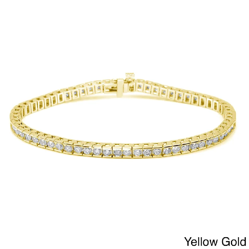 Elegant silver charm bangles for special occasions-Auriya 4 carat TW Round Diamond Tennis Bracelet Channel-set 14k Gold - 7-inch