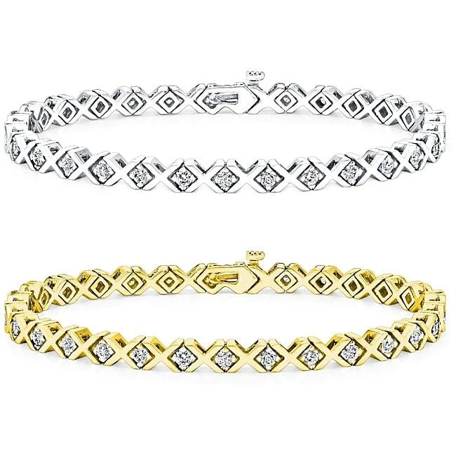 Elegant silver bangles for stacking-Auriya 5ctw XOXO Diamond Tennis Bracelet 14k Gold - 7-inch