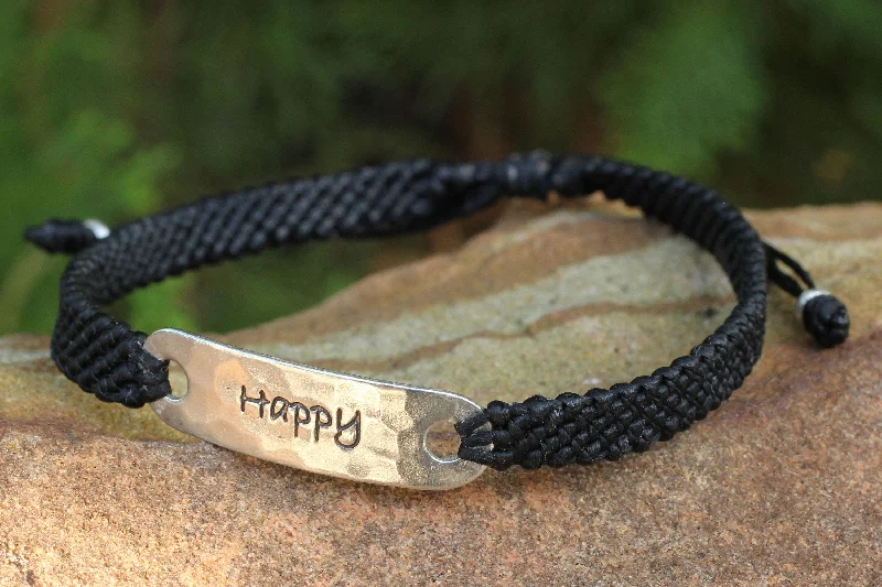 Personalized charm bangles for formal occasions-Happy Desire Hand Made Inspirational Macrame Bracelet