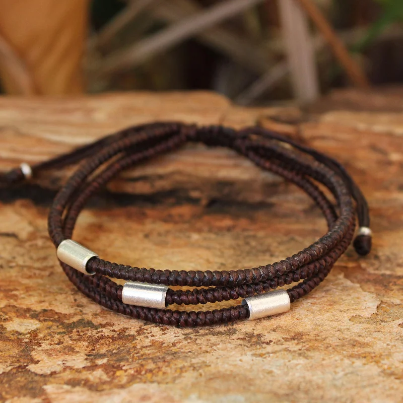 Personalized leather charm bracelets for men with initials-Hill Tribe Friend Silver Braided Bracelet