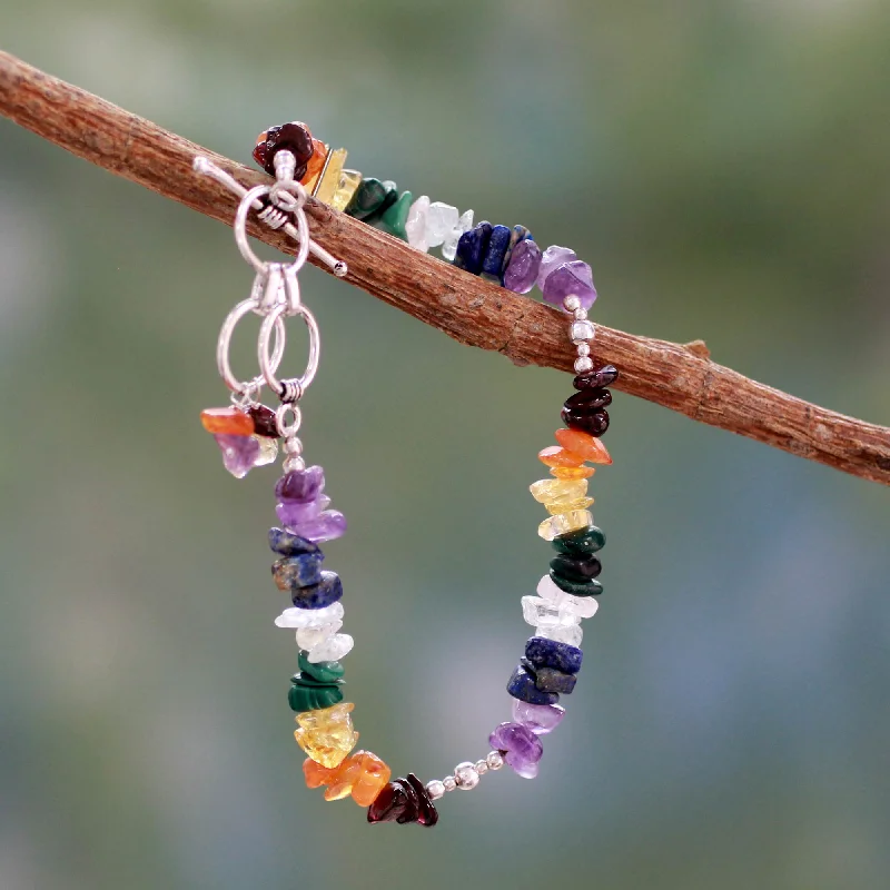 Custom gemstone bangle bracelets for layering-Rite of Peace Handmade Beaded Gemstone Chakra Bracelet