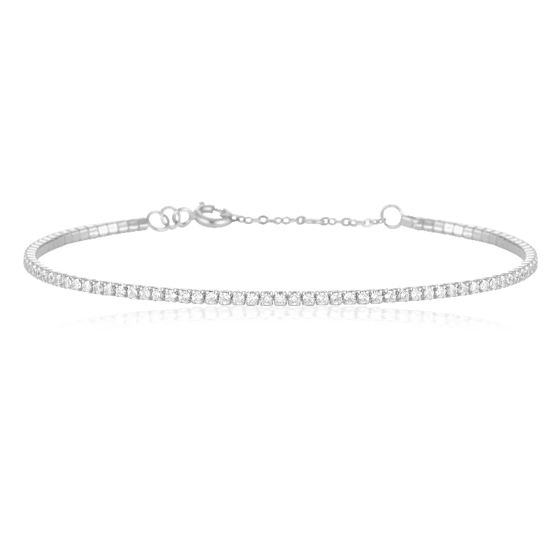 Handmade silver charm bracelets for stacking-Tennis Bracelet Petite