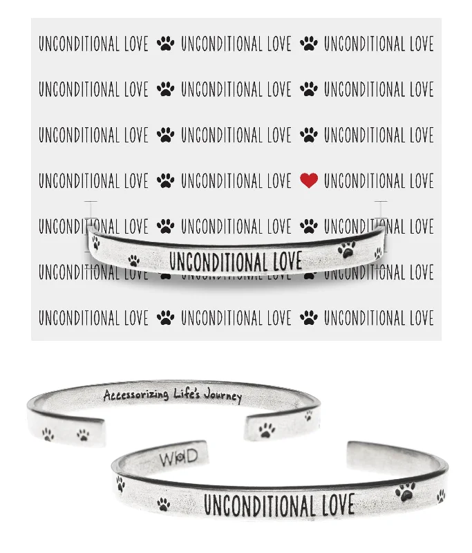 Unique beaded leather wrap bracelets for men-Unconditional Love Cuff Inspirational Jewelry Bracelet - Pet Sympathy or Memorial Gift