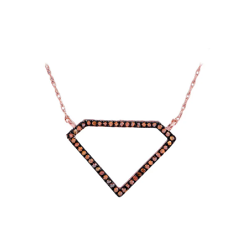 crystal pendant necklace for fashion lovers-10kt Rose Gold Womens Round Red Color Enhanced Diamond Gem Shape Fashion Necklace 1/8 Cttw