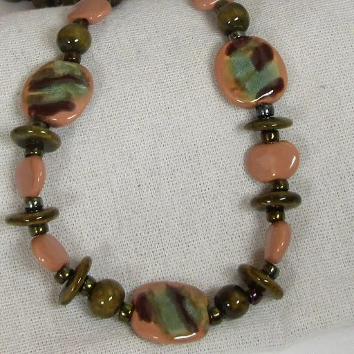 adjustable gemstone necklace for energy work-Handmade Fair Trade  Kazuri Bead Necklace in African Sunset Brown