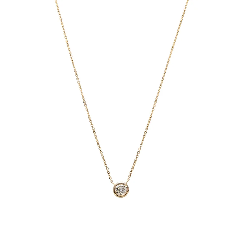 custom gemstone necklace for friends-.50ct Diamond Solitaire Bezel 14K Yellow Gold Necklace