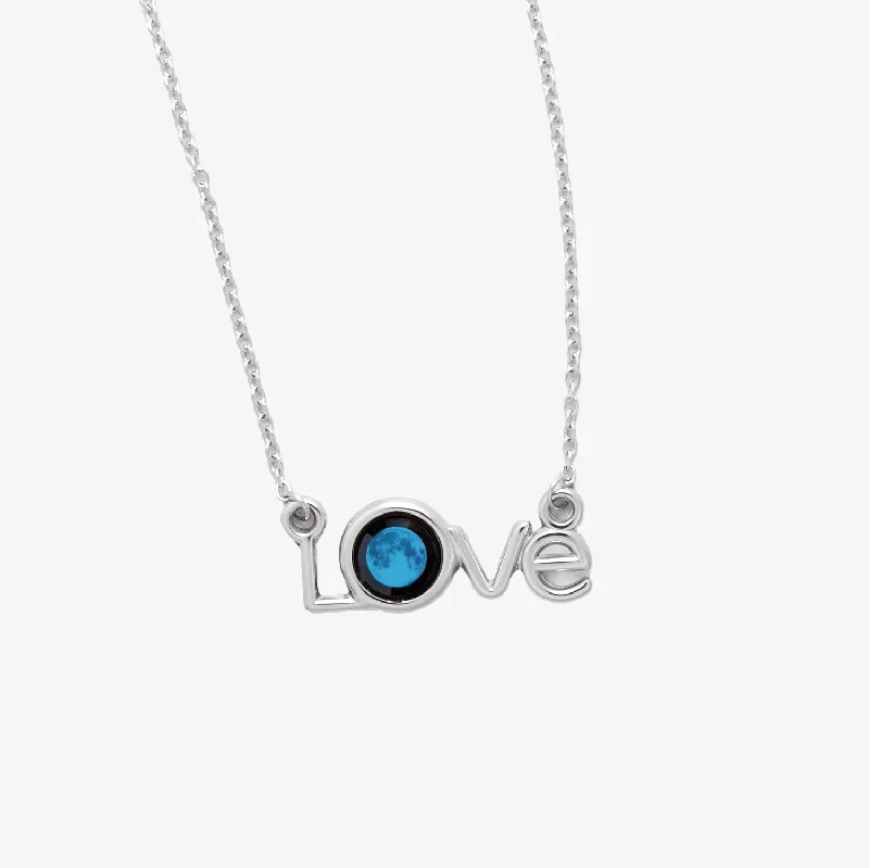 gold pendant necklace with diamond accents-Blue Moon Luna Love Necklace