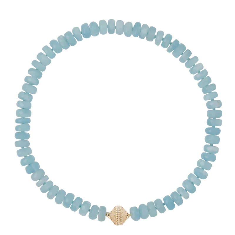 fashion pearl necklace for formal wear-Clara Williams Nancy Aquamarine Rondelle Necklace