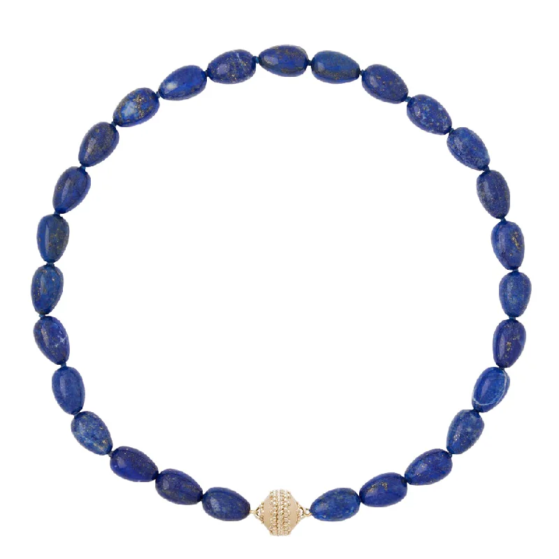 stylish gold pendant necklace with charm-Clara Williams Tumbled Lapis Necklace