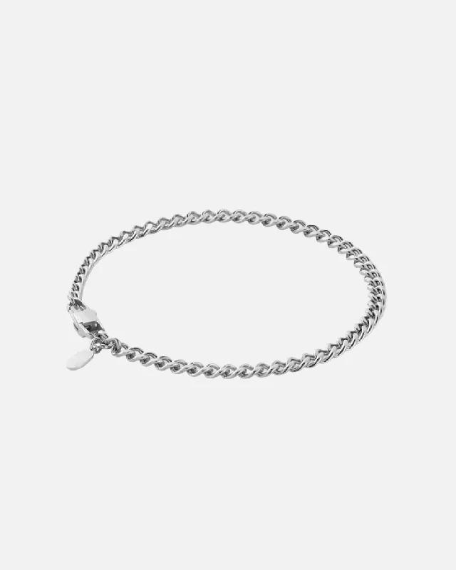 adjustable chain necklace for layering-CUBAN 5MM BRACELET - WHITE GOLD