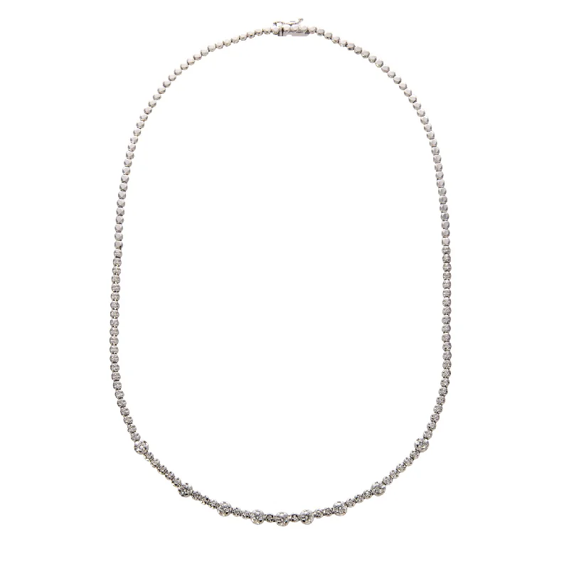 bohemian crystal necklace for festival wear-1.38ctw Diamond Frontal 14K White Gold Tennis Necklace