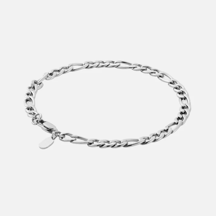 custom engraved silver necklace for her-FIGARO 5MM BRACELET - Solid White Gold