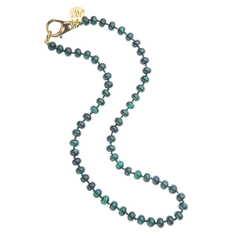 gold star pendant necklace for spiritual wear-Jane Win Malachite Beaded Necklace