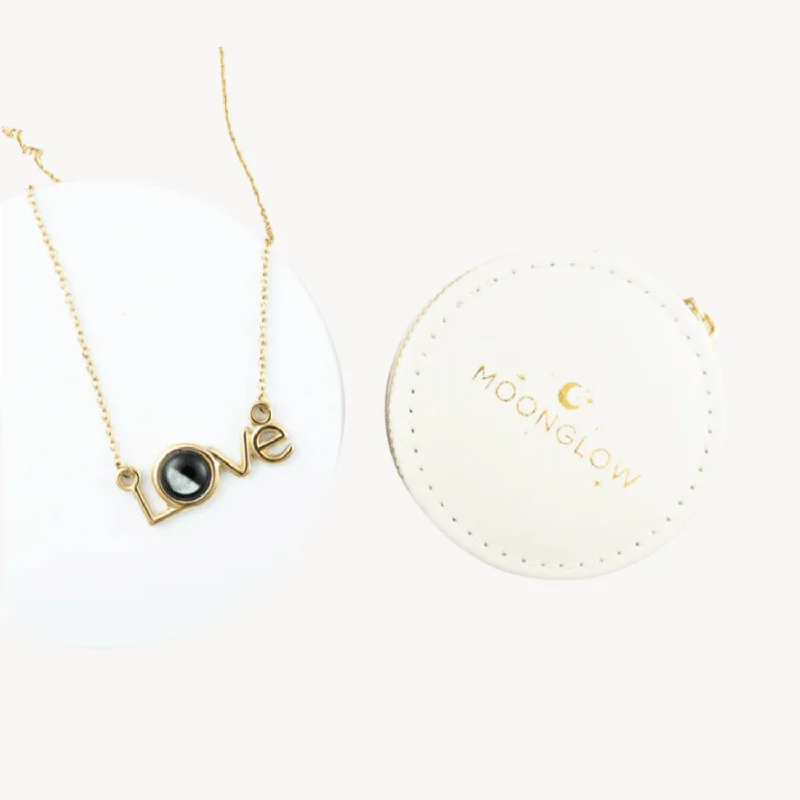 vintage gold charm necklace for boho look-Luna Love Necklace in Gold and Travel Case Bundle