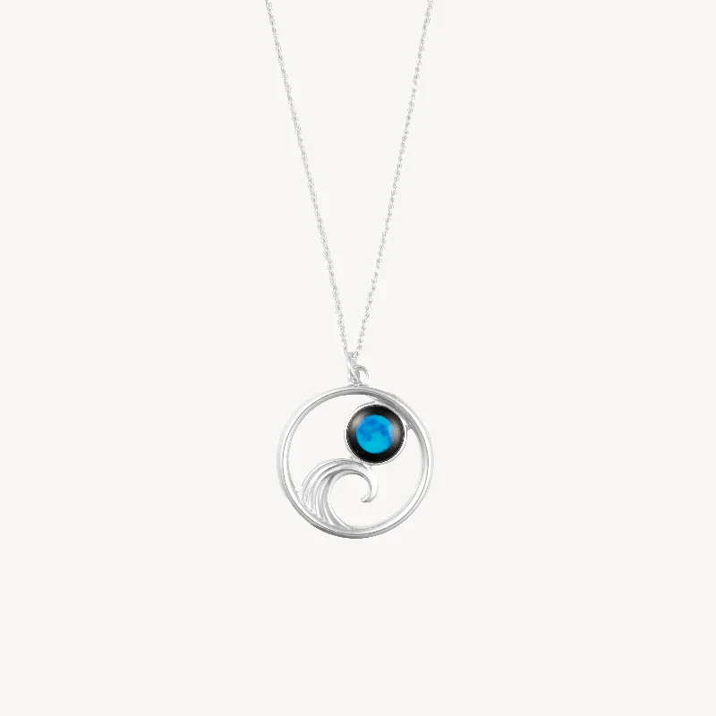 long silver pendant necklace with charm-Lunar Tide Necklace in Stainless Steel