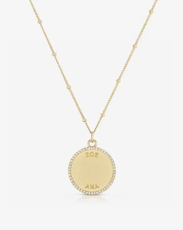 personalized gold necklace with initial pendant-Personalized Medallion Necklace