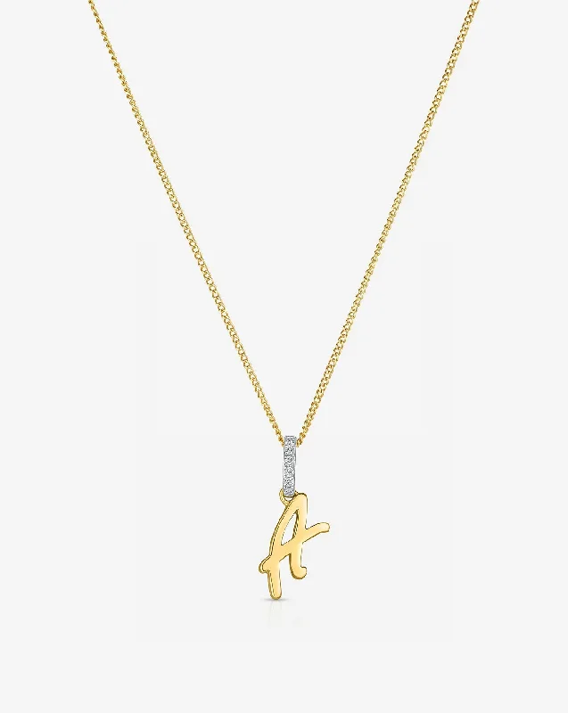 celestial pendant necklace for astrology lovers-Script Initial Necklace