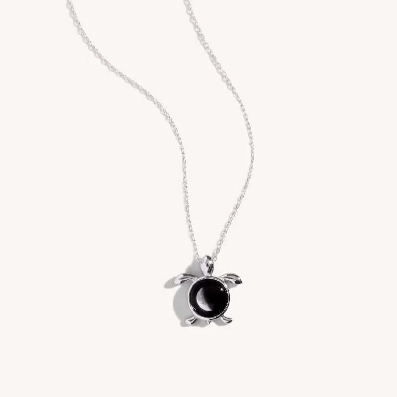 gemstone pendant necklace with engraved charm-Sea Moon Necklace