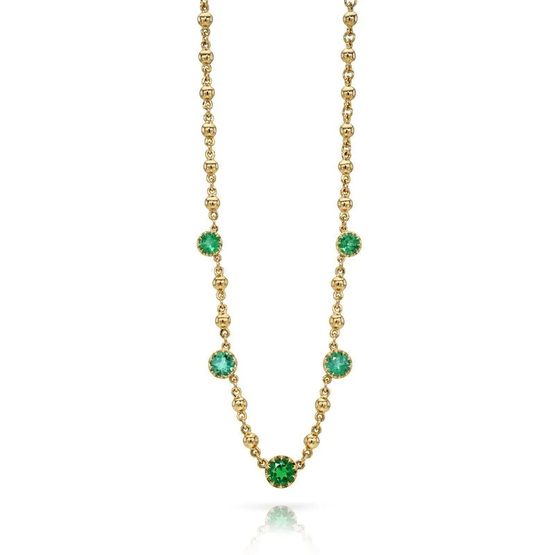 adjustable gold pendant necklace for versatility-Single Stone Five-Stone Emerald Rosalina Necklace