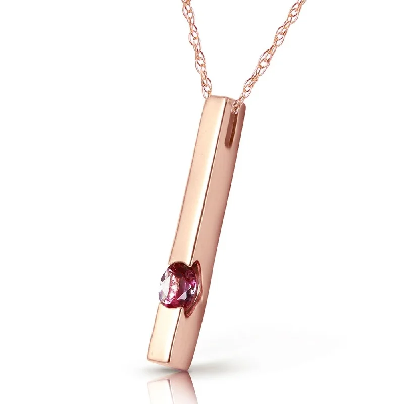 adjustable gold pendant necklace for versatility-0.25 CTW 14K Solid Rose Gold Bar Pink Topaz Necklace