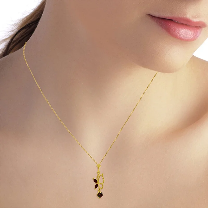 silver leaf pendant necklace for nature lovers-0.4 Carat 14K Solid Gold Gemstone Elegant Butterfly Necklace Garnet