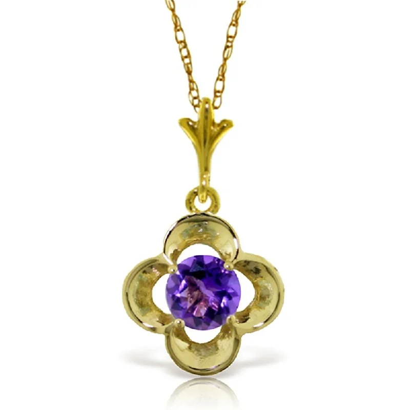 sterling silver pendant necklace with initials-0.55 Carat 14K Gold Chic Girl Amethyst Necklace