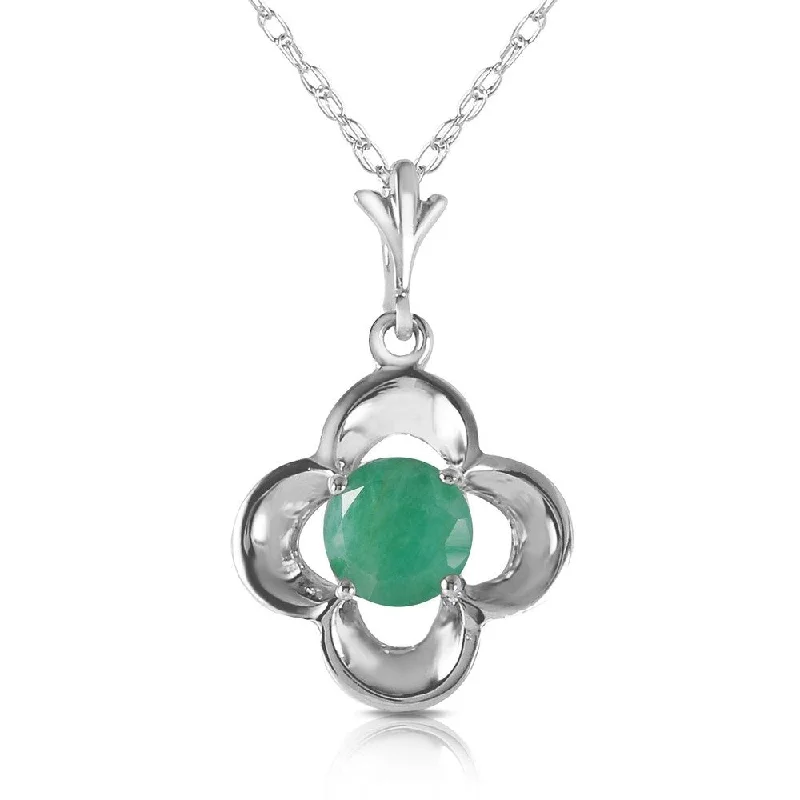 vintage charm necklace for fashion lovers-0.55 Carat 14K White Gold Essential Spirit Emerald Necklace