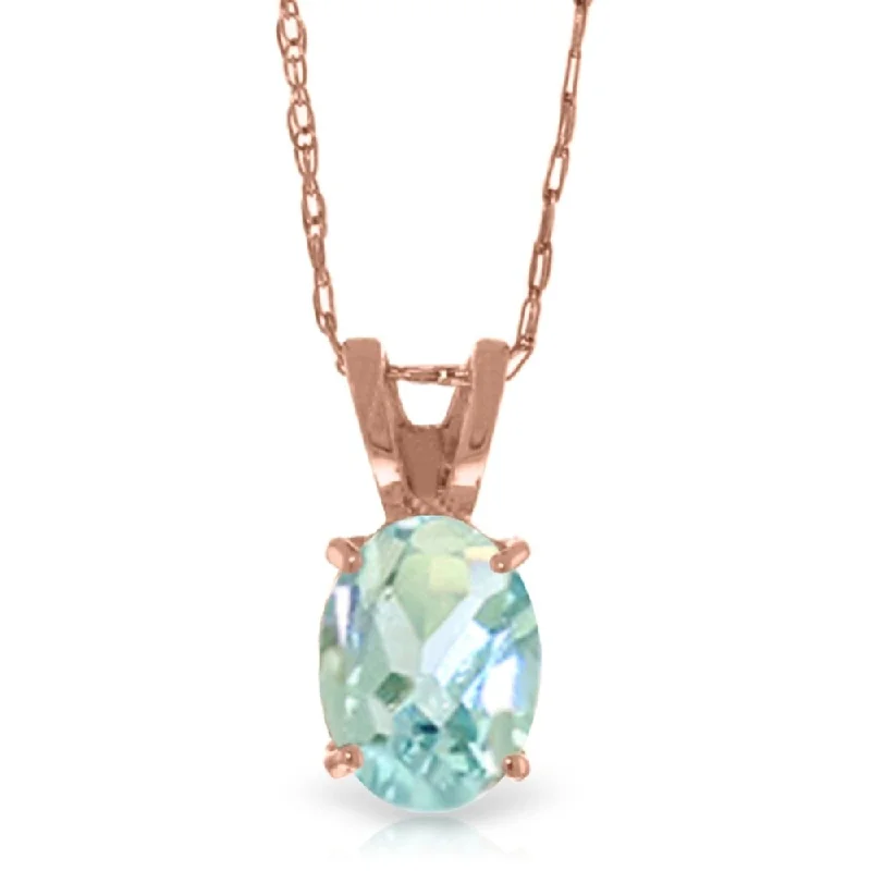 silver charm necklace with personalized pendant-0.75 Carat 14K Rose Gold Solitaire Aquamarine Necklace