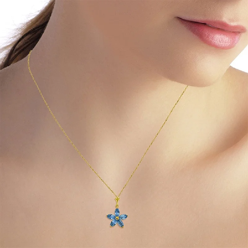 personalized silver necklace for best friends-1.4 Carat 14K Solid Gold Stendhal Blue Topaz Necklace