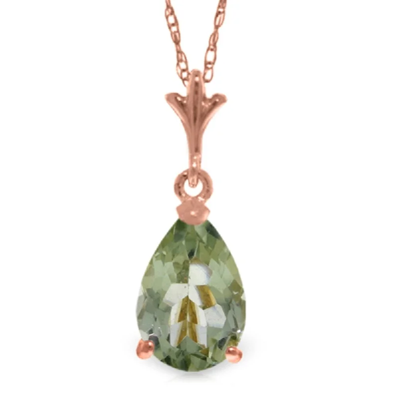 gemstone pendant necklace for fashionistas-1.5 Carat 14K Rose Gold Peart Green Amethyst Necklace