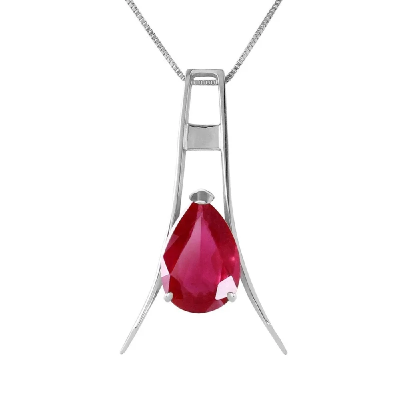 crystal heart pendant necklace for love-1.5 Carat 14K White Gold Orpheus Singing Ruby Necklace