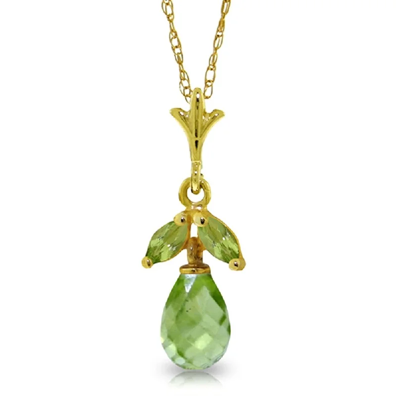 silver choker necklace with pendant for casual wear-1.7 Carat 14K Gold Flesh and Spirit Peridot Necklace