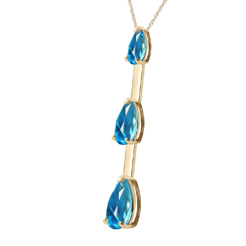 gold-plated charm necklace for casual wear-1.71 Carat 14K Solid Gold First Light Blue Topaz Necklace