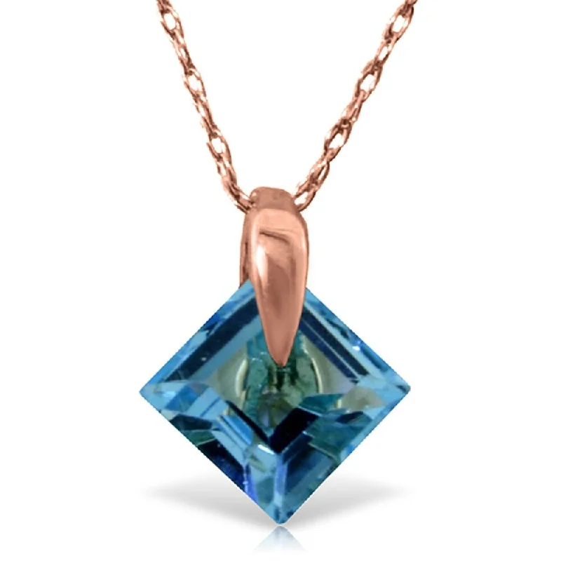 handmade gold chain necklace for special occasions-14K Rose Gold Blue Topaz New Deluxe Necklace