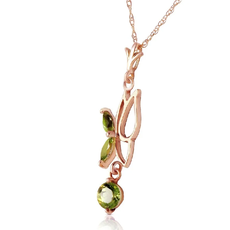 celestial pendant necklace for astrology lovers-14K Solid Rose Gold Butterfly Necklace with Peridots