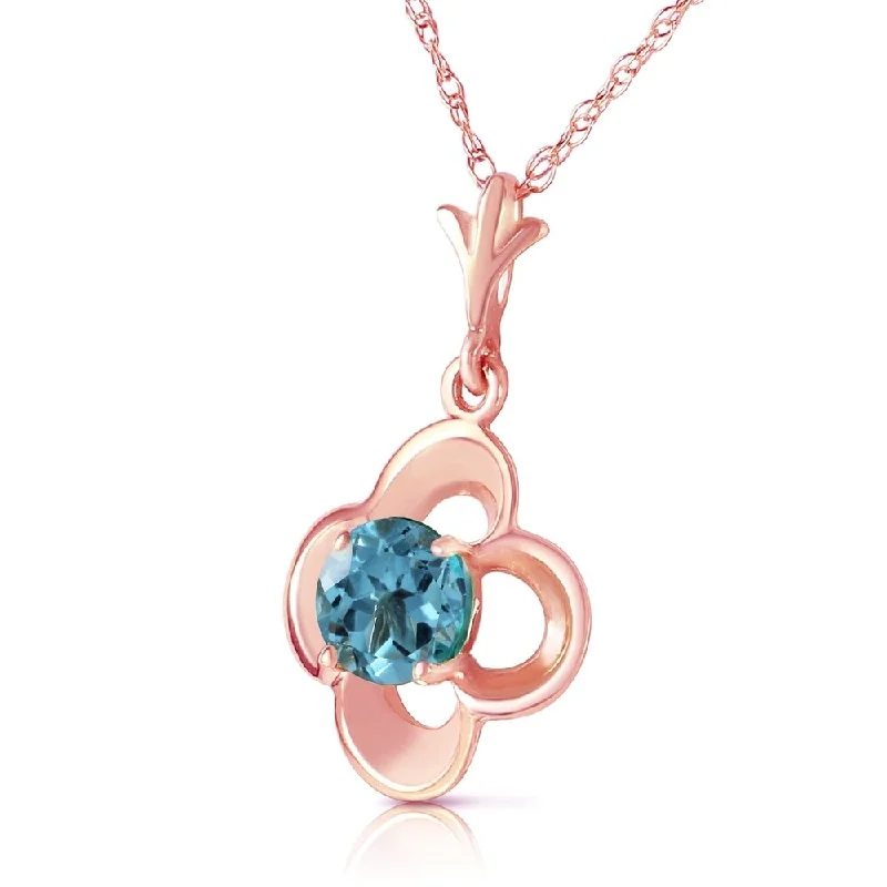 custom photo locket necklace with initials-14K Solid Rose Gold Necklace with Natural Blue Topaz