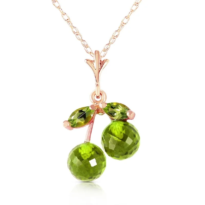 diamond pendant necklace for engagement-14K Solid Rose Gold Necklace with Natural Peridots