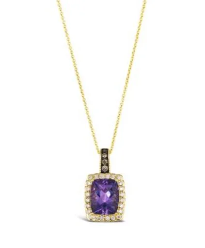 trendy silver pendant necklace with gemstone-14KT Honey Gold Grape Amethyst Pendant Necklace